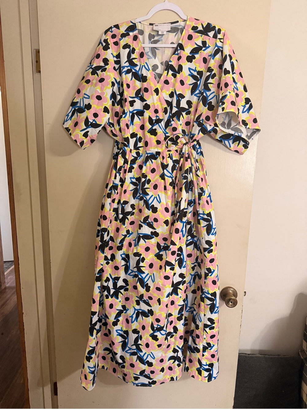 ASOS Floral Wrap Maxi Dress - Pink, Blue & Black